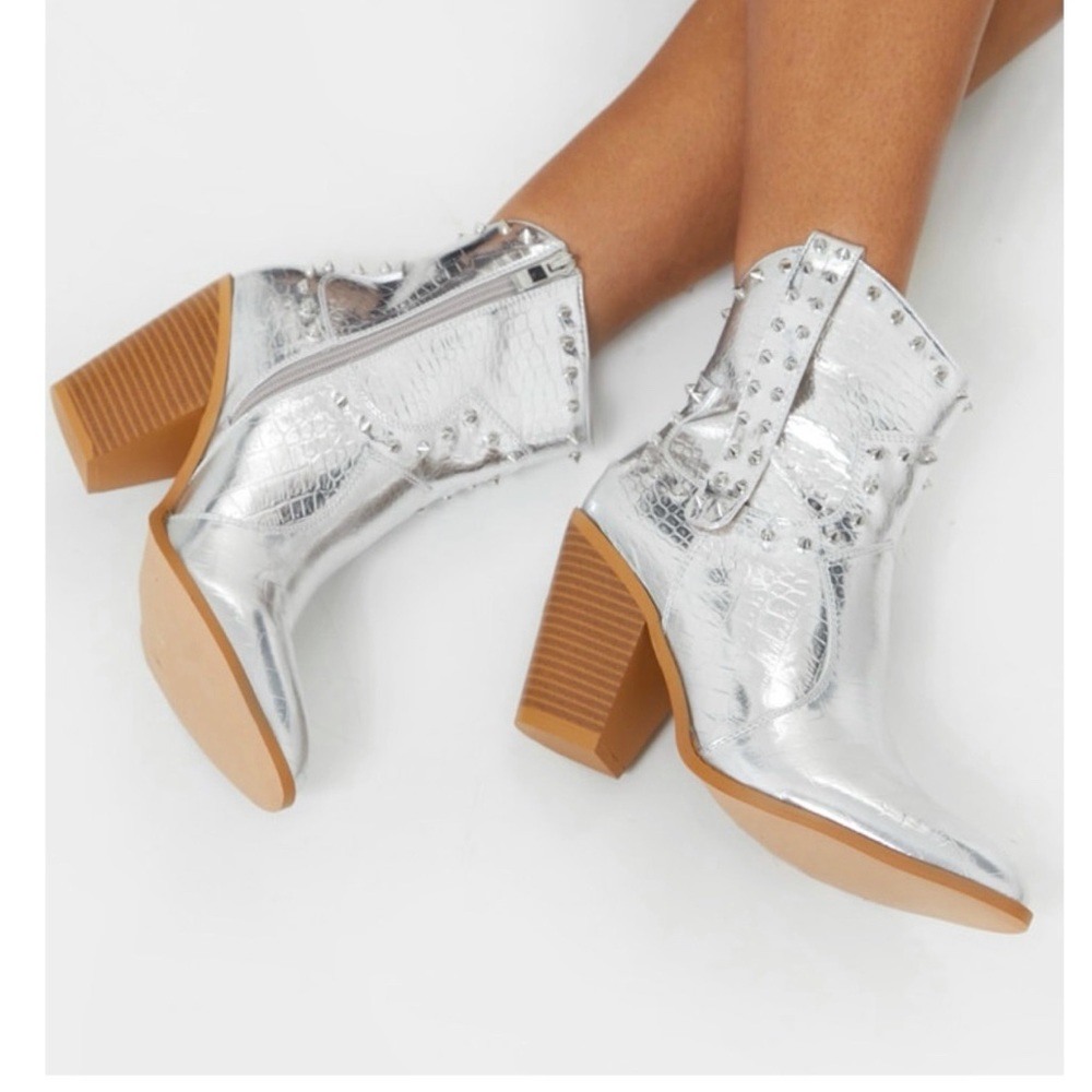 Brand New Silver Studded Western Boots